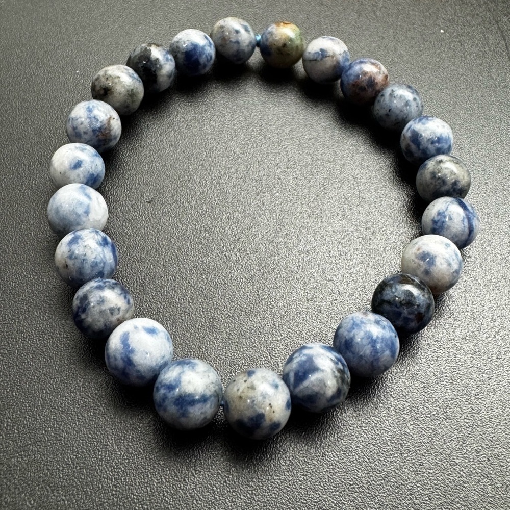 New! Sodalight Blue and White 8mm Beaded Bracelet - Picture 4 of 6